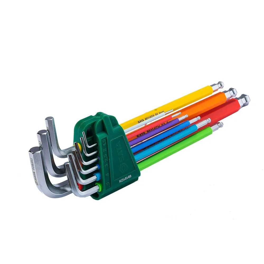 Шестигранники в наборе 9 штук, угловые, удлиненные SATA 09101CH