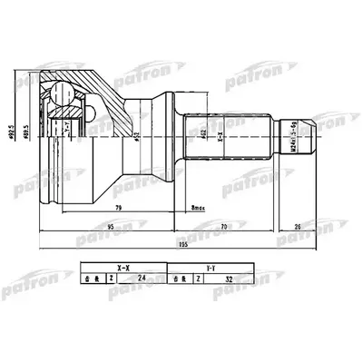 ШРУС наружный 24x62x32 LAND ROVER DISCOVERY II (LT) 4.0 PATRON PCV1779