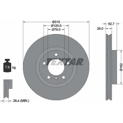 Диск тормозной передний с покрытием PRO BMW/WIESMANN TEXTAR 92071203