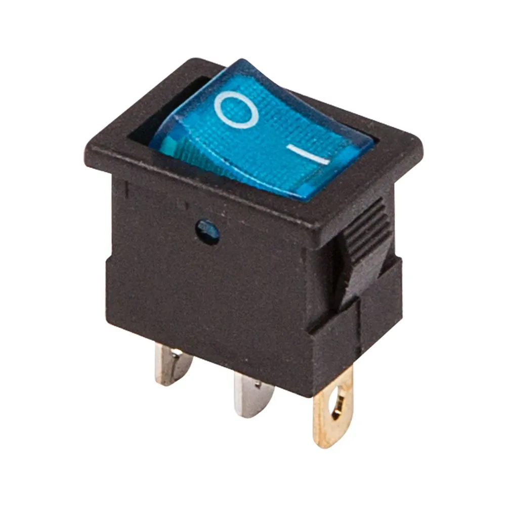 Выключатель клавишный 12V 15А (3с) ON-OFF синий с подсветкой Mini (RWB-206-1, SC-768) REXANT 36-2171