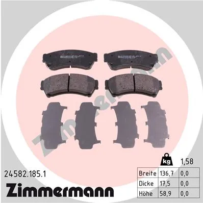 КОЛОДКИ ТОРМ ПЕР SBB Mazda 6 (GH) 2007-/SPORT(GH) 2007-/SPORT KOMBI (GH) 2008- ZIMMERMANN 245821851