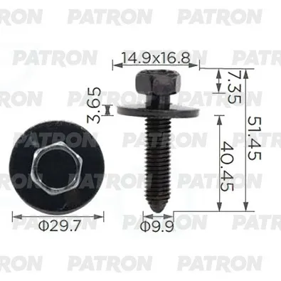 Болт металлический Болт GM M10x41 с шайбой PATRON P37-3933