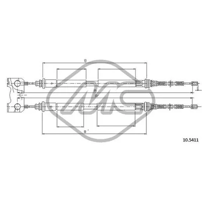 Трос ручника FRD ESCORT ALL 1,4I-1,6I-1,8TD (DRUM BRAKE) MOD. RHD Metalcaucho 81837