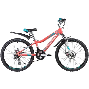 Велосипед 24 хардтейл Novatrack Novara 18.D (2019) количество скоростей 18 рама алюминий 11 коралловый