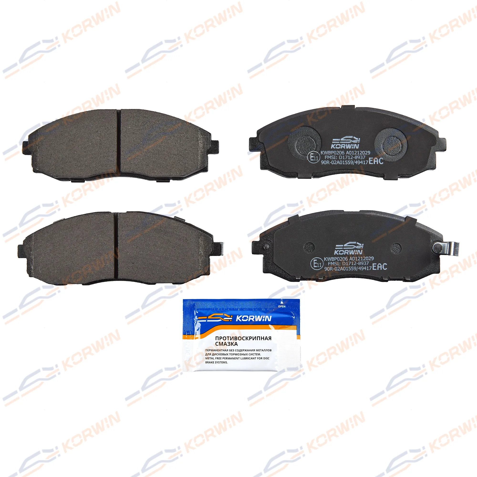 Колодки тормозные перед. Hyundai H-1/Starex 97-/Porter I 96- KORWIN KWBP0206