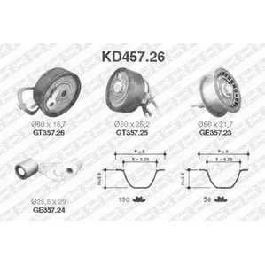 Ремкомплект ГРМ VAG+Skoda 00-> mot.1,4L/1,6L 16V SNR KD457.26