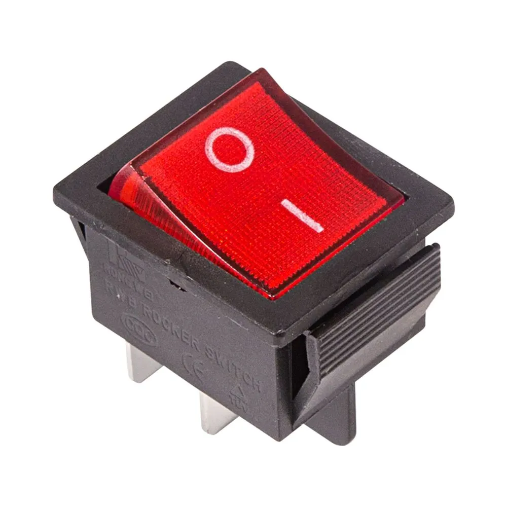 Выключатель клавишный 250V 16А (4с) ON-OFF красный с подсветкой (RWB-502, SC-767, IRS-201-1) (в у REXANT 06-0303-B