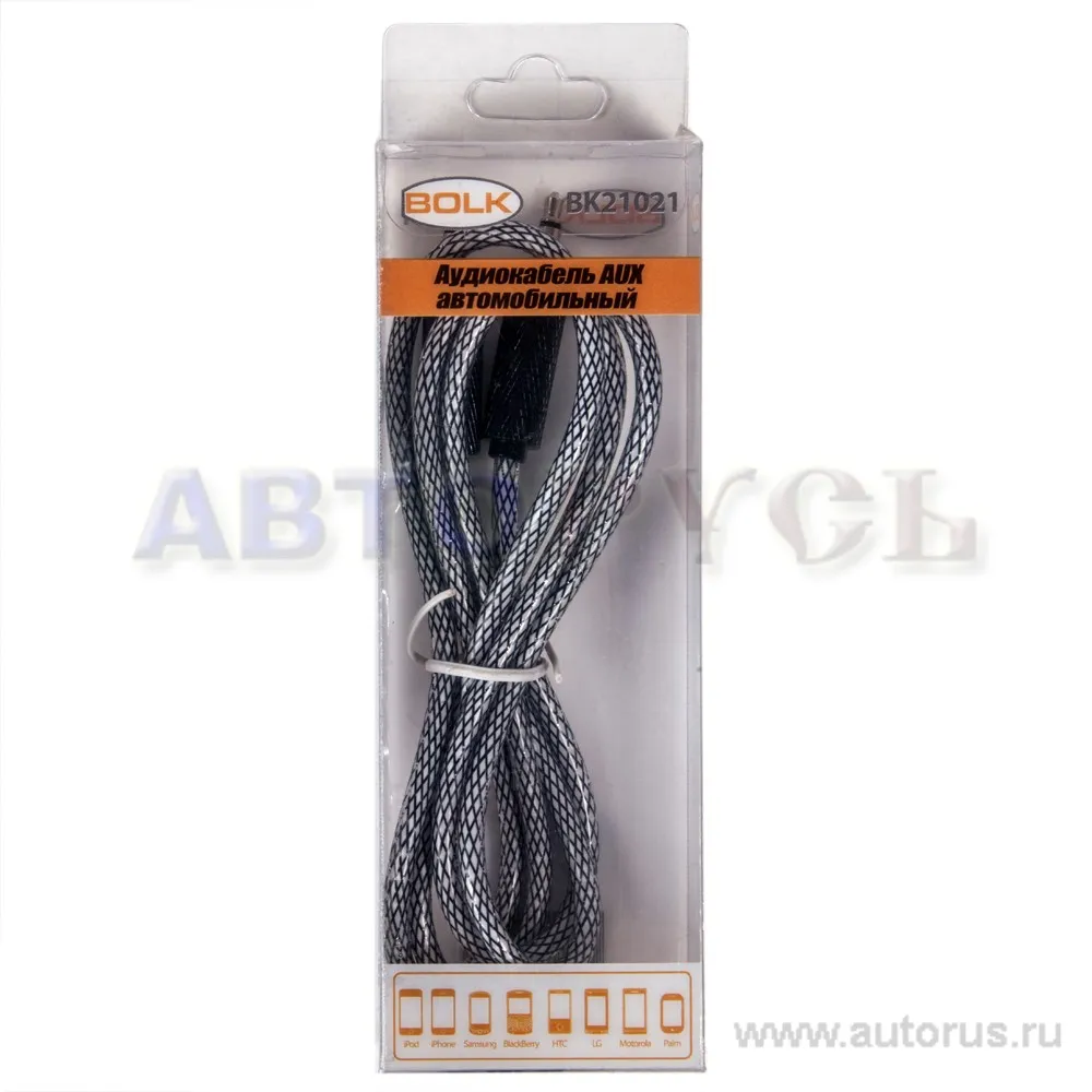 Аудиокабель AUX автомобильный BLACK BOLK BK21021B L=1 м