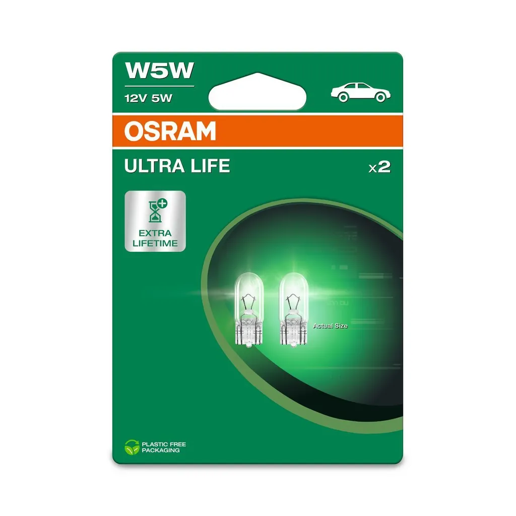 Лампа галогеновая ULTRA LIFE W5W 12V 5 W2.1x9.5d (к-кт 2шт) 2825ULT2BL OSRAM 2825ULT2BL