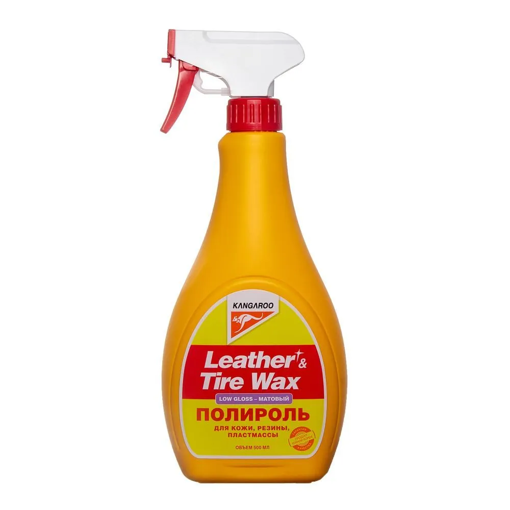 Полироль матовый (кож.,рез.,пласт.) Leather Tire Wax Low Gloss lite (без губки), 500 мл KANGAROO 330150