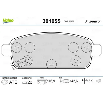 Колодки тормозные задние VALEO 301055