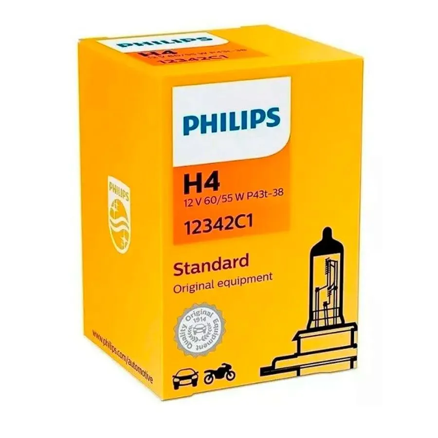Лампа 12V H4 60/55W 1815lm P43T-38 4300K PHILIPS Original 1 шт. картон 12342C1