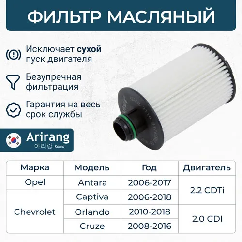Фильтр масляный (картридж) ARIRANG ARG322116