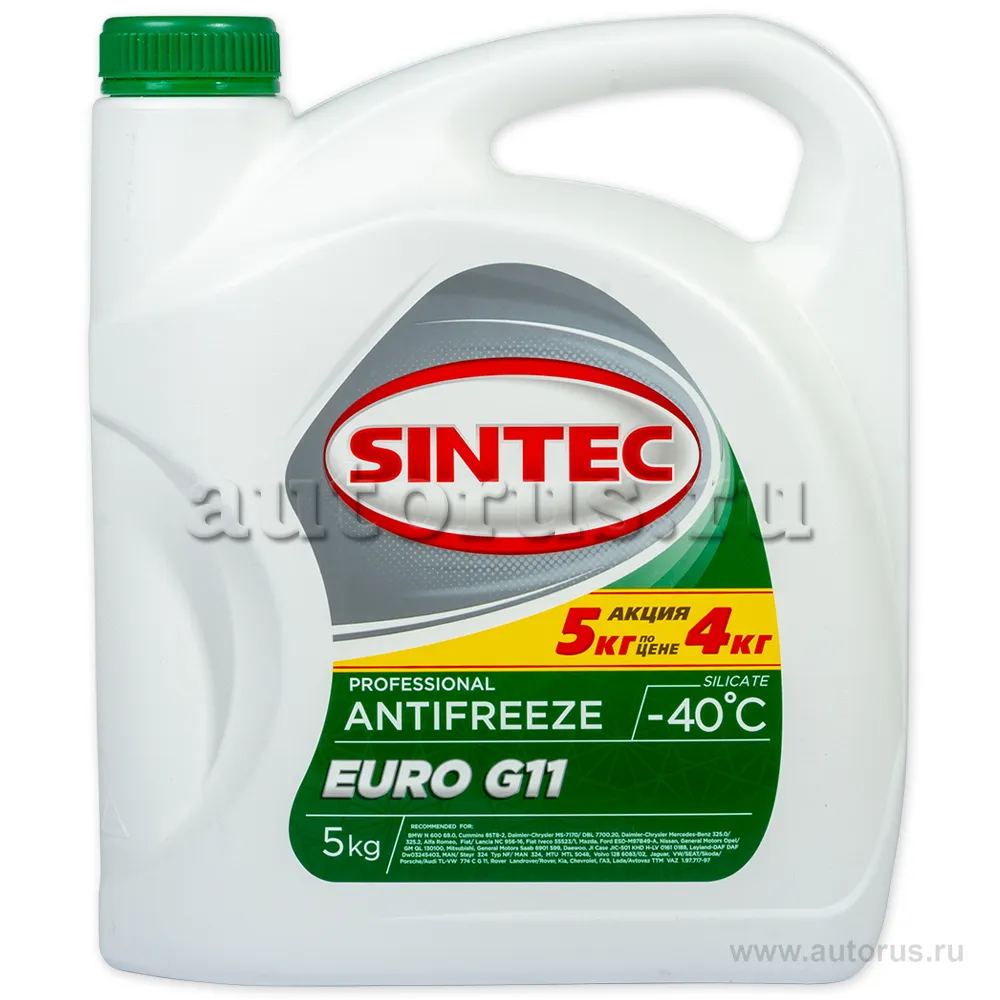 Антифриз Sintec EURO G11 готовый зеленый 5 кг 800532