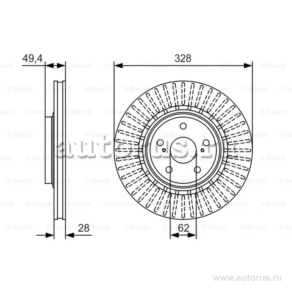 Диск тормозной передний LEXUS RX-330 BOSCH 0986479T00