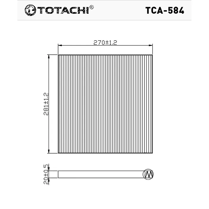 Фильтр салона TOTACHI TCA-584 AC-209 E B7277JN20A CU29001 TOTACHI TCA584