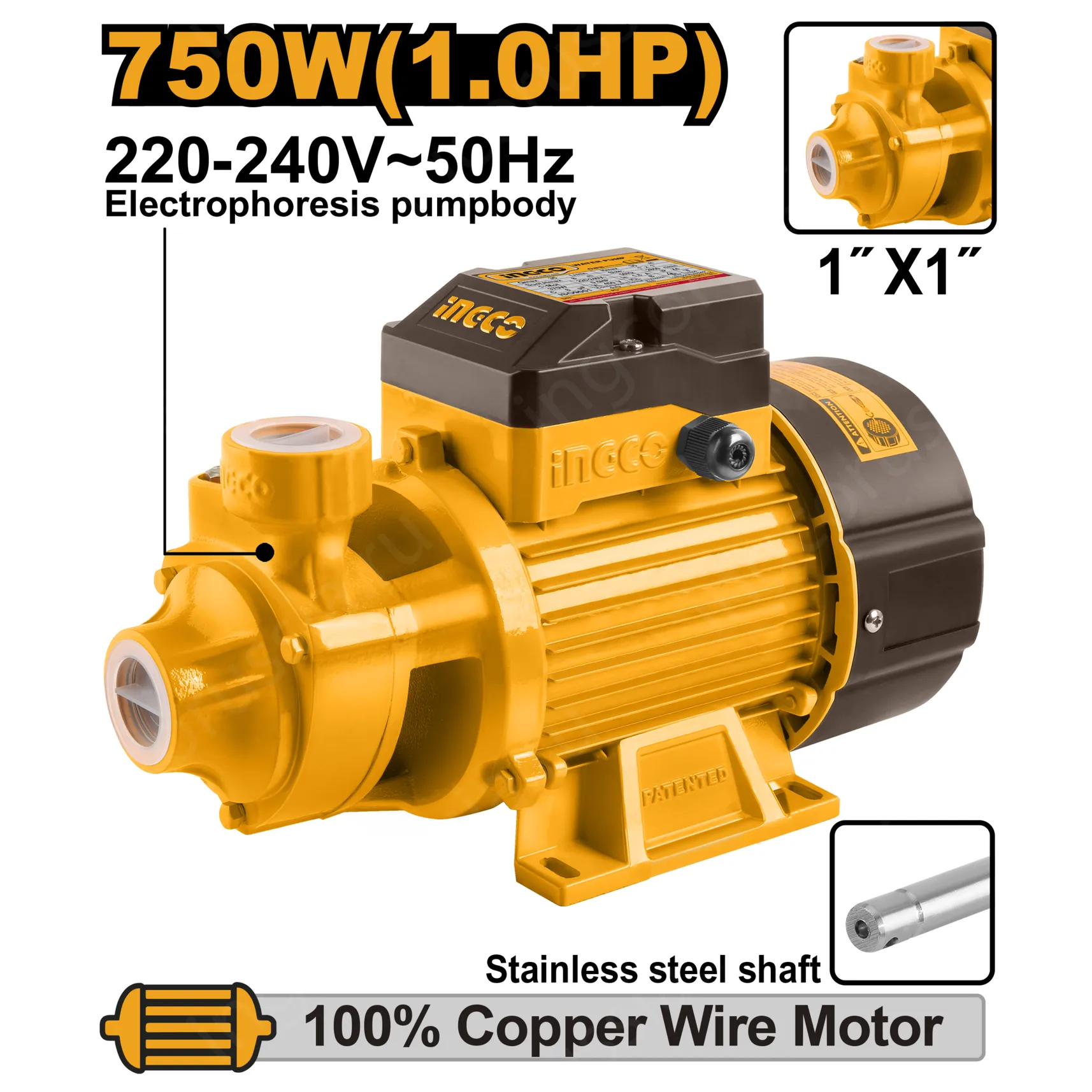 Водяной насос 50 л, 750 Вт INGCO VPM7508