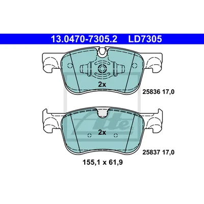 Колодки дисковые п. ceramic citroen picasso grand picasso 1.6 2.0i hdi 13 ATE 13.0470-7305.2