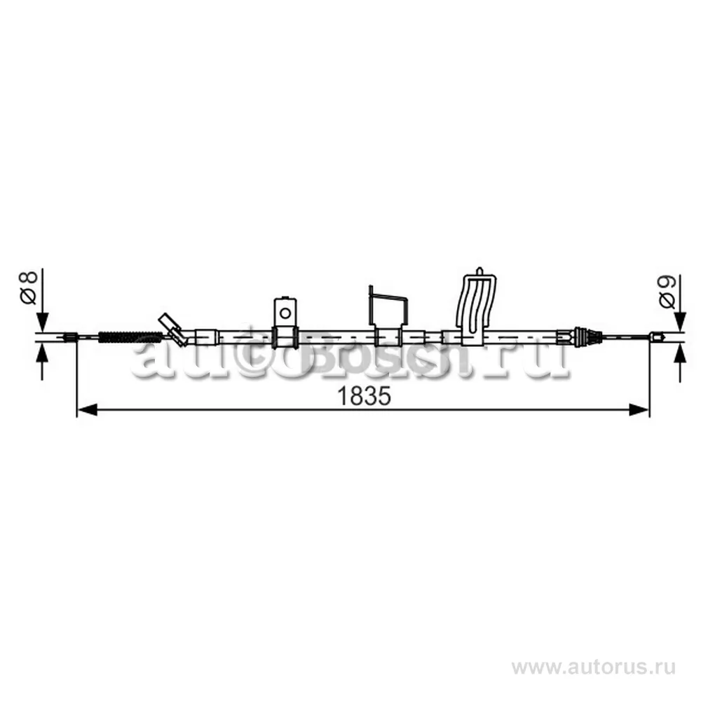 Трос ручного тормоза R NISSAN Qashqai (J10) 06> /L=1835mm BOSCH 1 987 482 341