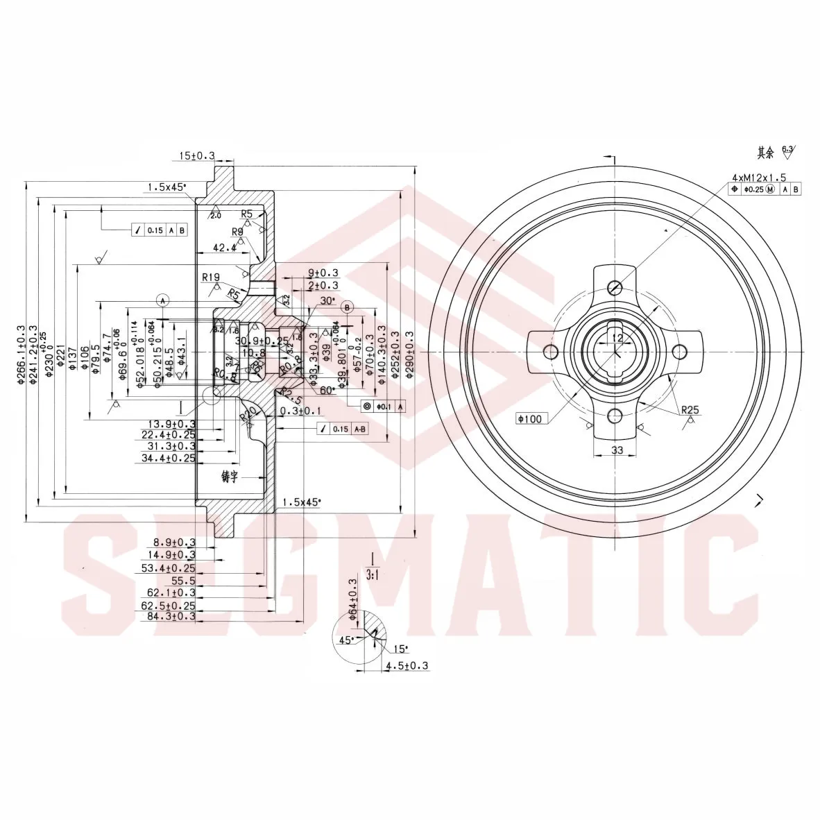 Барабан тормозной VW Passat B3 1988-1993, VW Passat B4 1994-1996, VW PASSAT 88-96, PASSAT Vari SEGMATIC SDB30053062