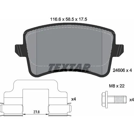 Колодки задние с противошумной пластиной Q+ AD A4/A5/Q5 TEXTAR 2460601
