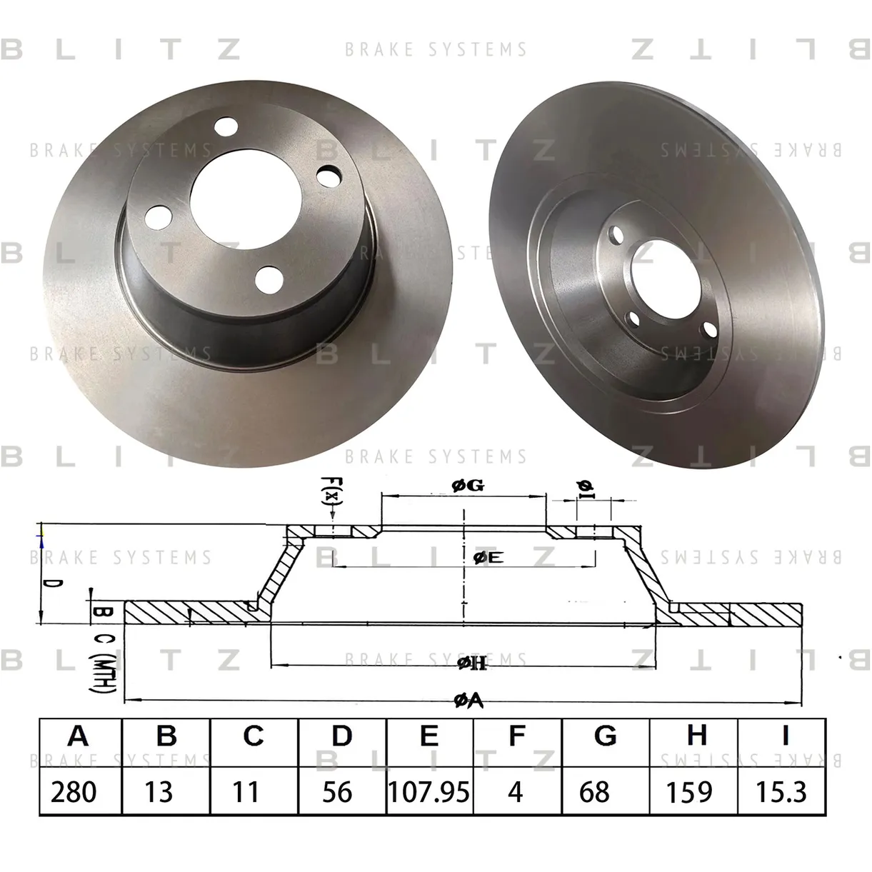Диск тормозной передний AUDI 80 91-> BLITZ BS0572