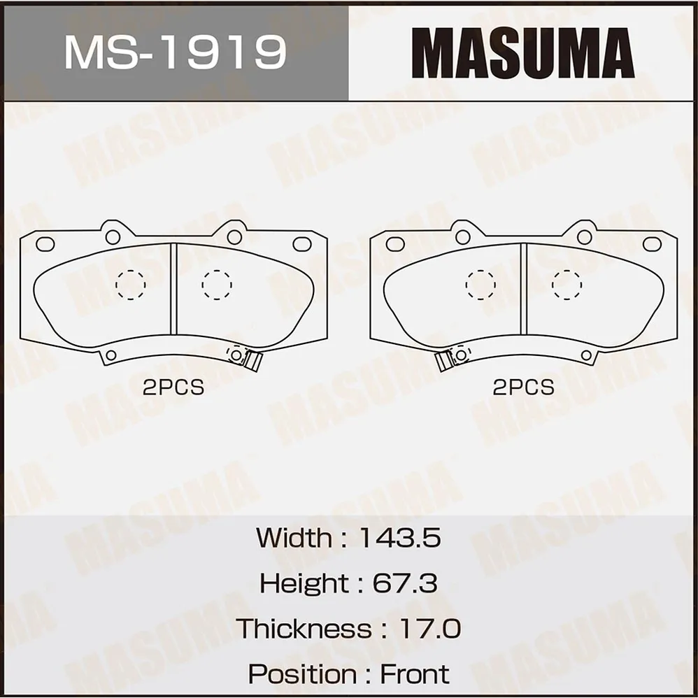 Колодки передние TOYOTA HILUX MASUMA MS-1919