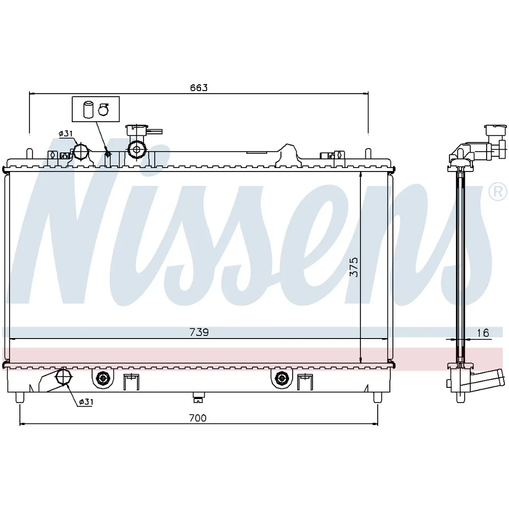 Радиатор MAZDA 6 2.3 AUT. 02- NISSENS 62465A