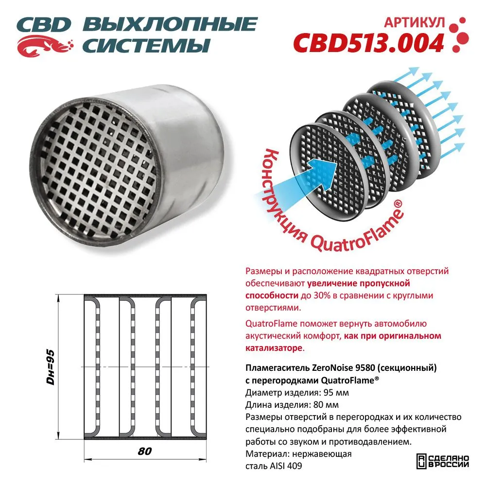 Пламегаситель коллекторный 9580 секционный из Нержавеющей стали.CBD513.004