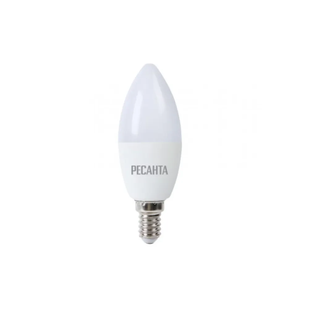 Лампа светодиодная 230V бытовая 7W E14 4000K Ресанта LL-R-C37 1 шт. картон 76/1/7