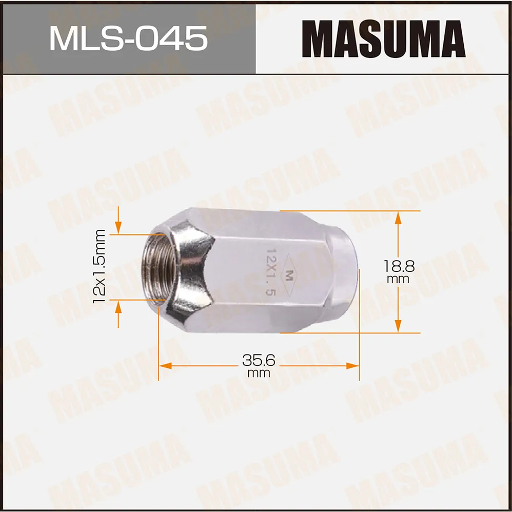 Гайка колесная m12x1.5 под ключ 19 мм MASUMA MLS-045