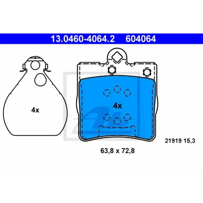 Колодки тормозные задние ATE 13.0460-4064.2