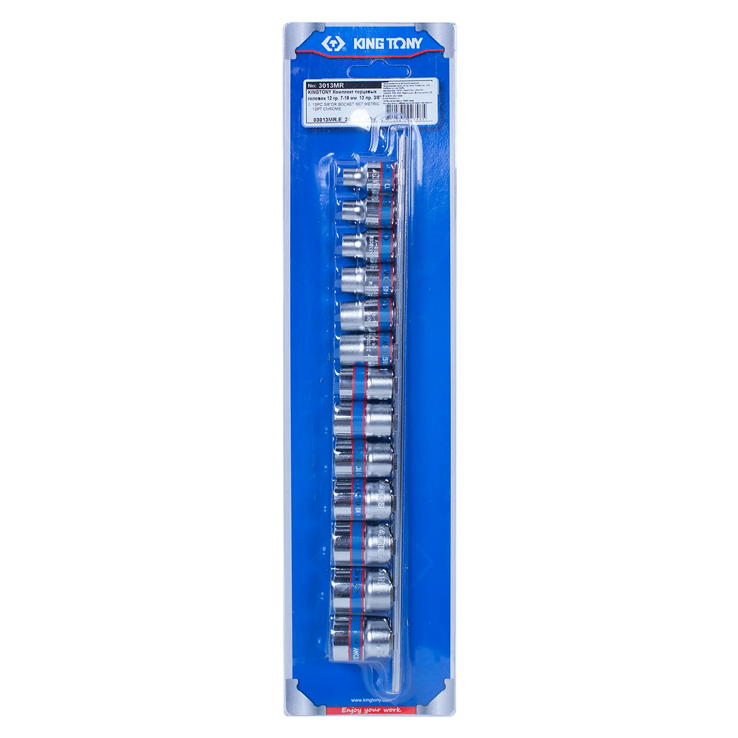 Набор торцевых головок 3/8, двенадцатигранные, 7-19 мм, 13 предметов KING TONY 3013MR