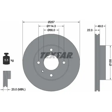 Диск тормозной передний стандартный INFINITI/NISSAN TEXTAR 92056300