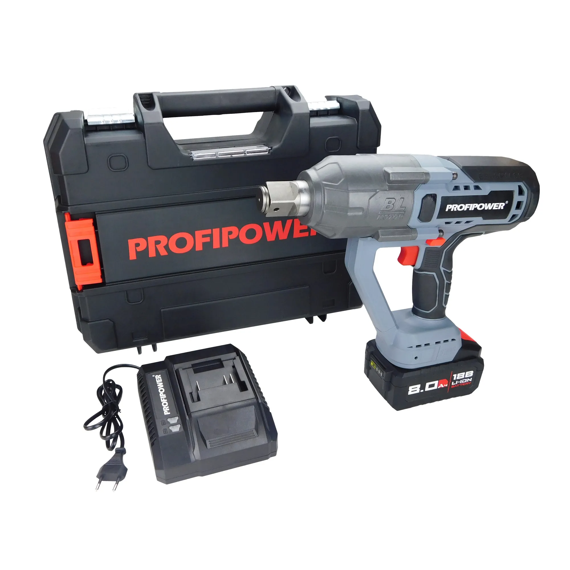 Аккумуляторный гайковерт бесщеточный ударный ProfiPower T-2500N (Li-ion-1шт, 8.0Ач, 2500Нм, З/У, в кейсе)