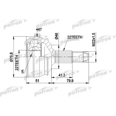 ШРУС наружн к-кт 22x46.8x22 ABS:44T FIAT: BRAVA 1.4/1.6 PATRON PCV1227