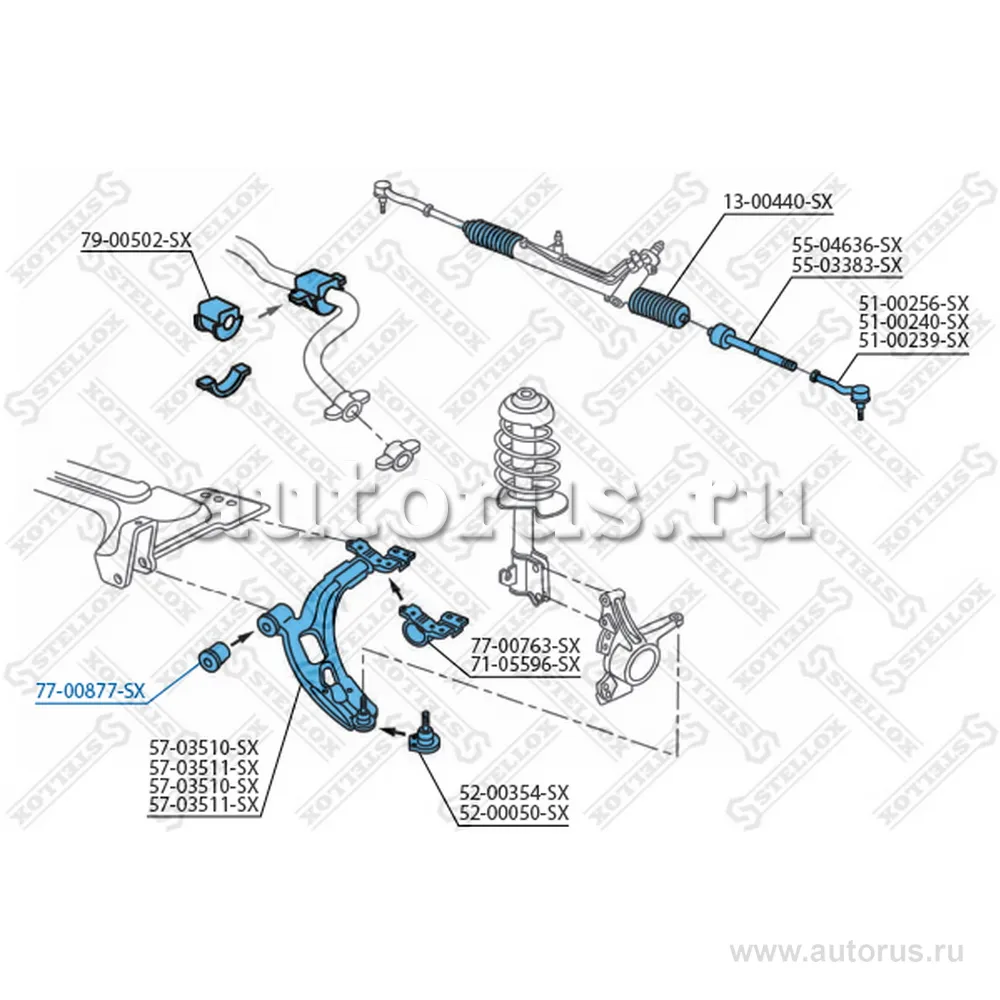 Сайлентблок рычага пер. Fiat Doblo/Palio 96> STELLOX 77-00877-SX