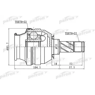 ШРУС внутренний 22x35x22 OPEL ASTRA H 04- PATRON PCV1058