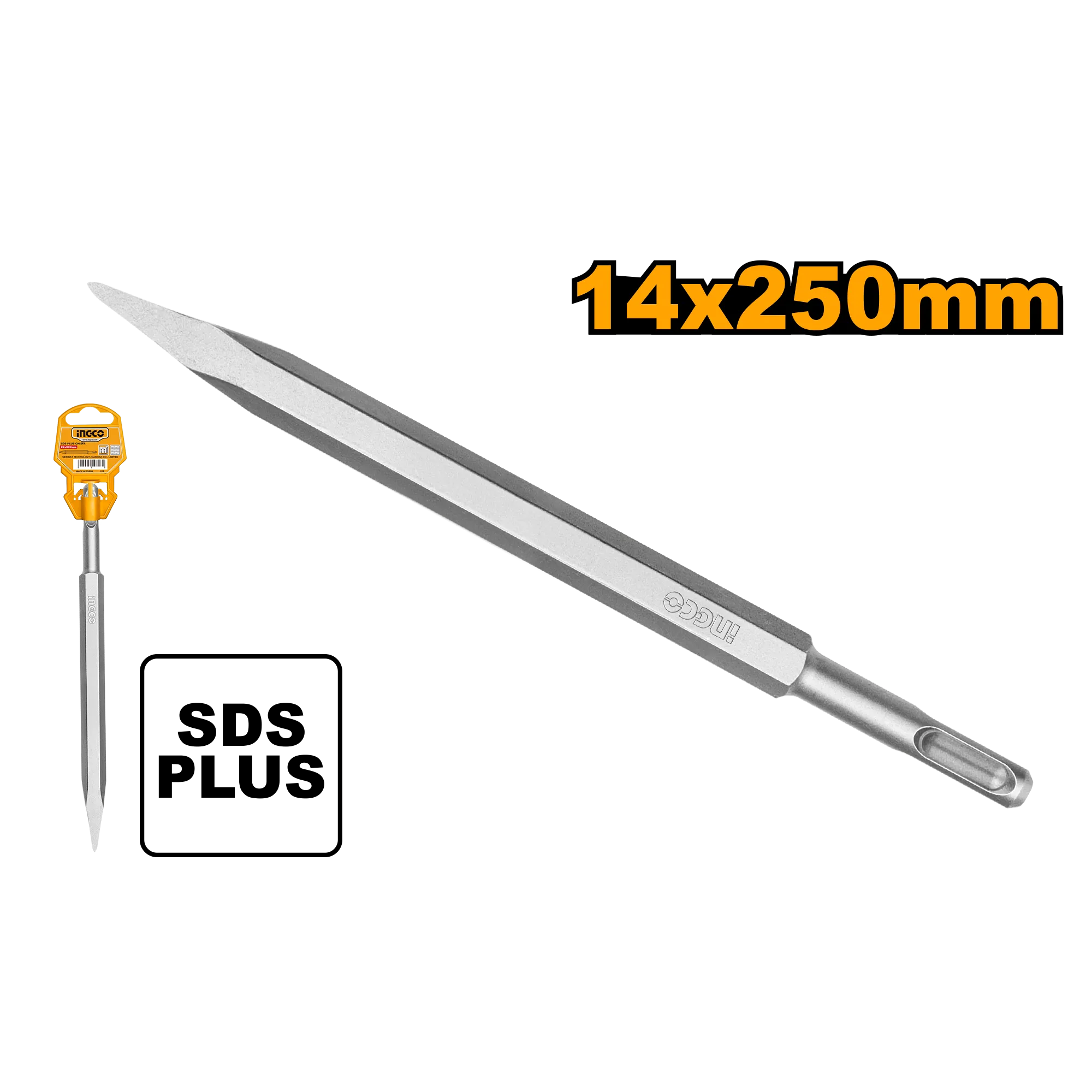 Зубило пикообразное SDS plus 14x250 мм (50) INGCO DBC0112501