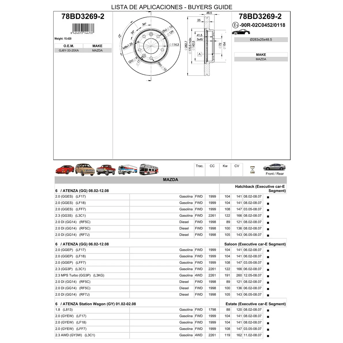 Диск тормозной передний ICER 78BD3269-2