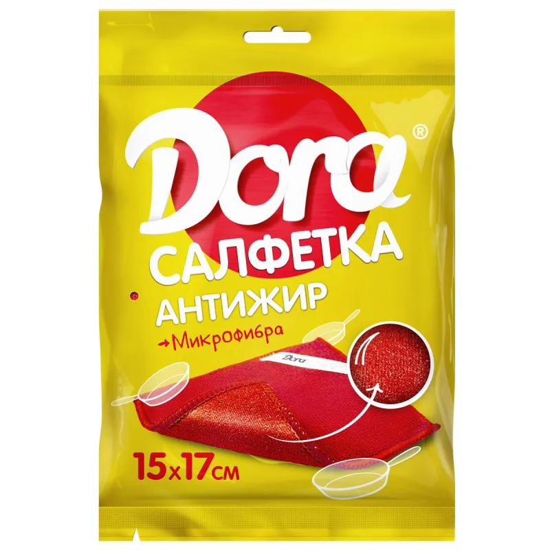 Салфетка хозяйственная антижир Dora 17х15см микрофибра 1419025