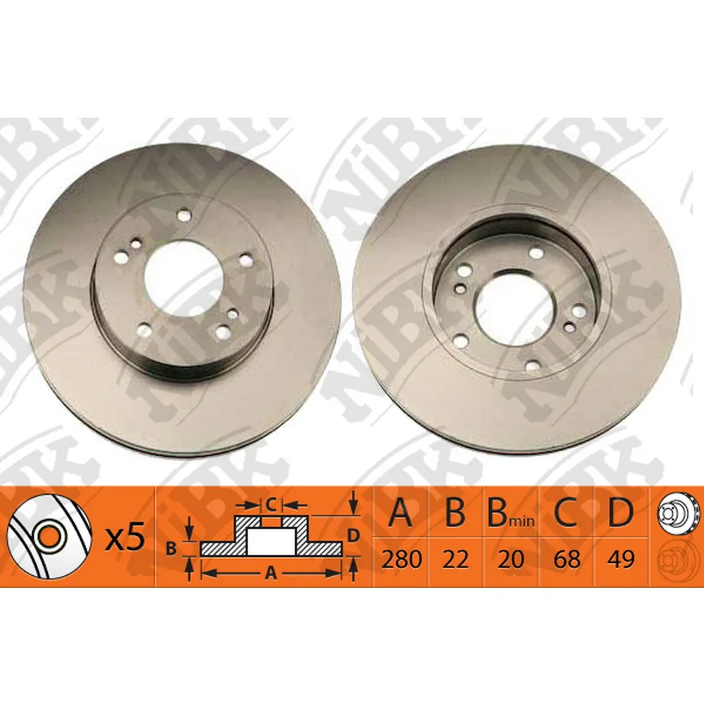 Диск тормозной передний NISSAN MAXIMA (A32)/VENT D=280MM NIBK RN1036