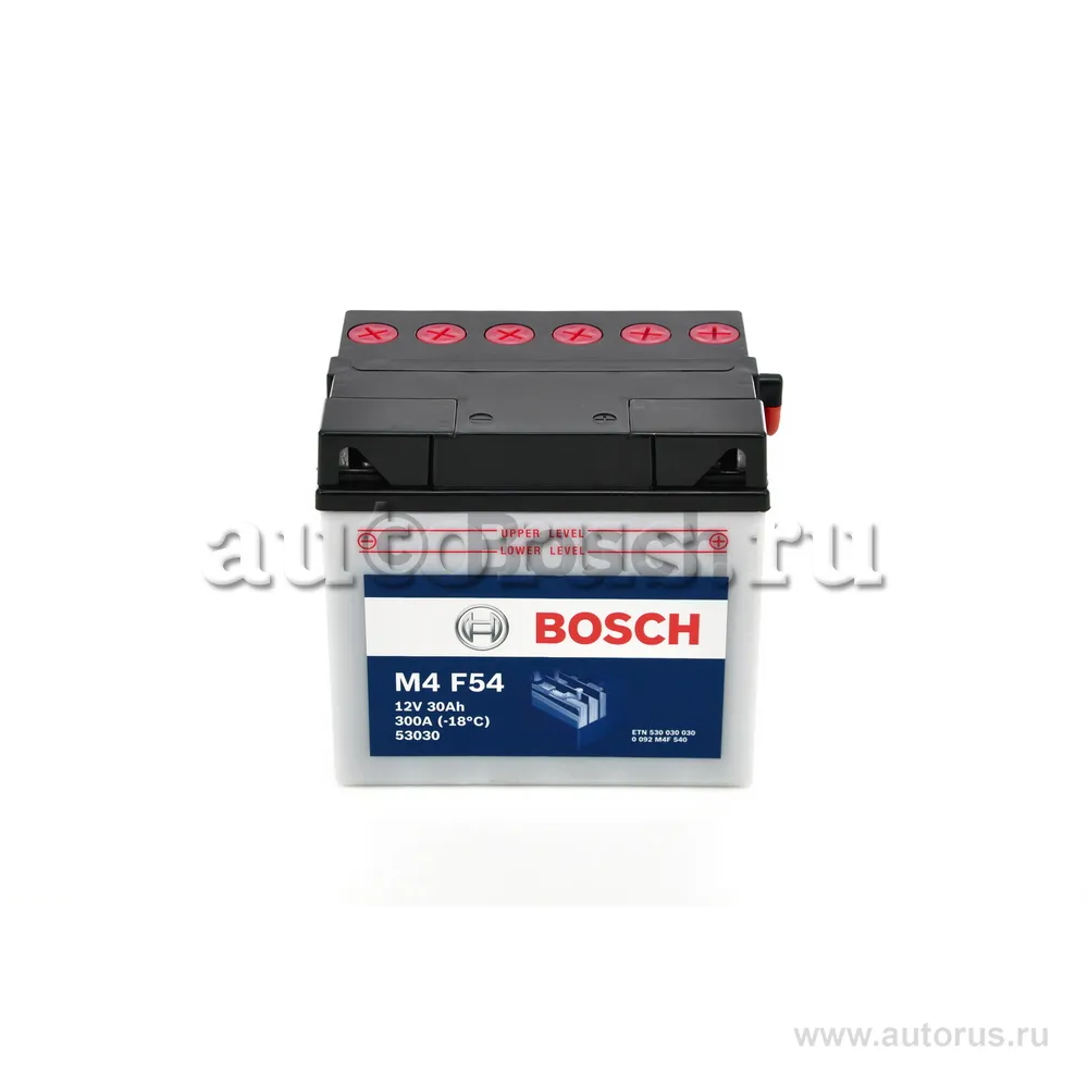 Аккумулятор BOSCH M4 30 А/ч Обратная 184x130x170 EN180 А Сухозаряженная (электролит идет в комплекте)