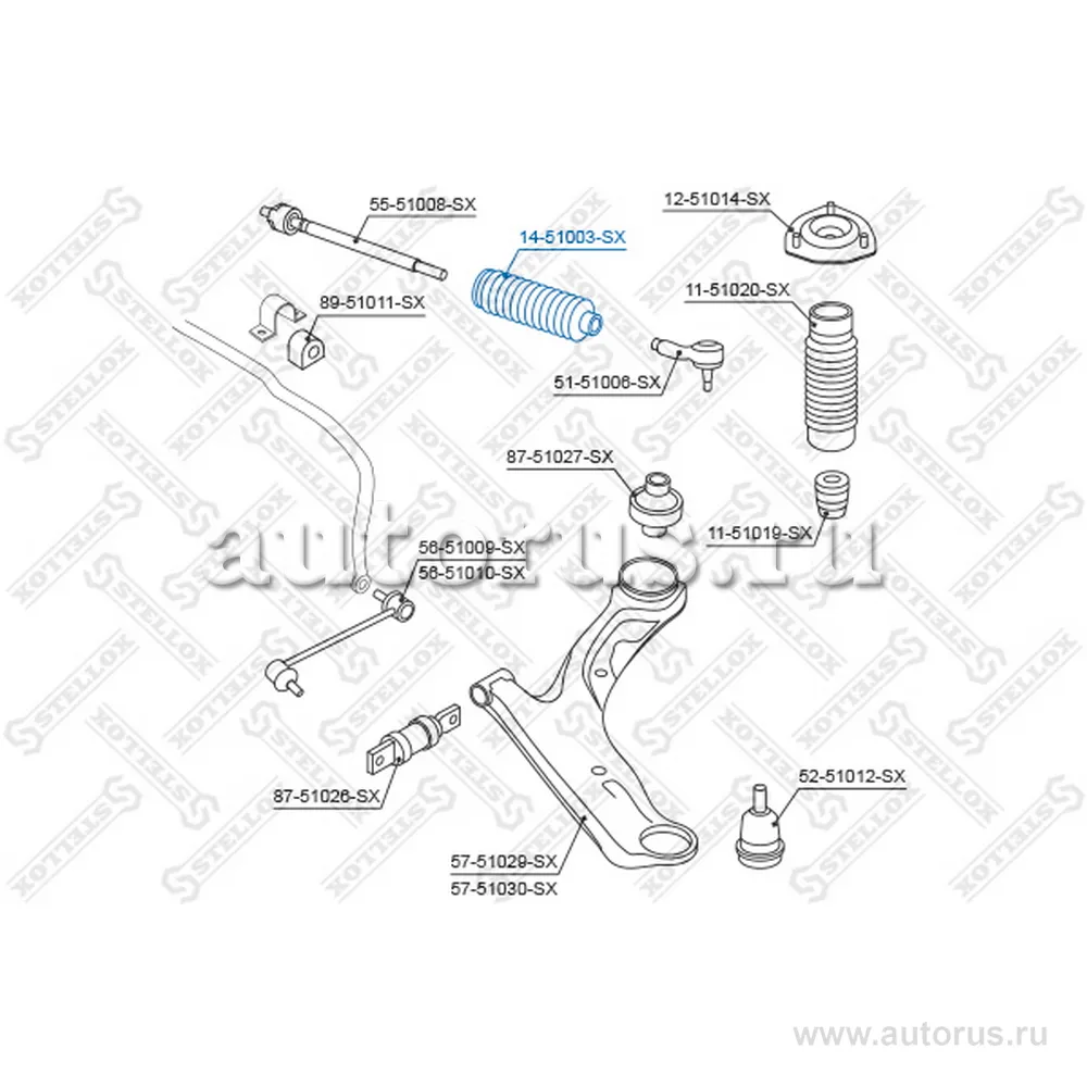Пыльник рейки рулевой Hyundai Santa Fe I 01> STELLOX 14-51003-SX