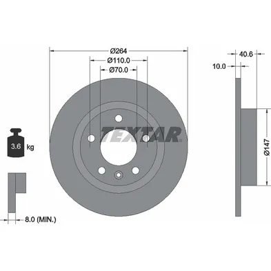 Диск тормозной задний с покрытием PRO OPEL/VAUXHALL TEXTAR 92186403