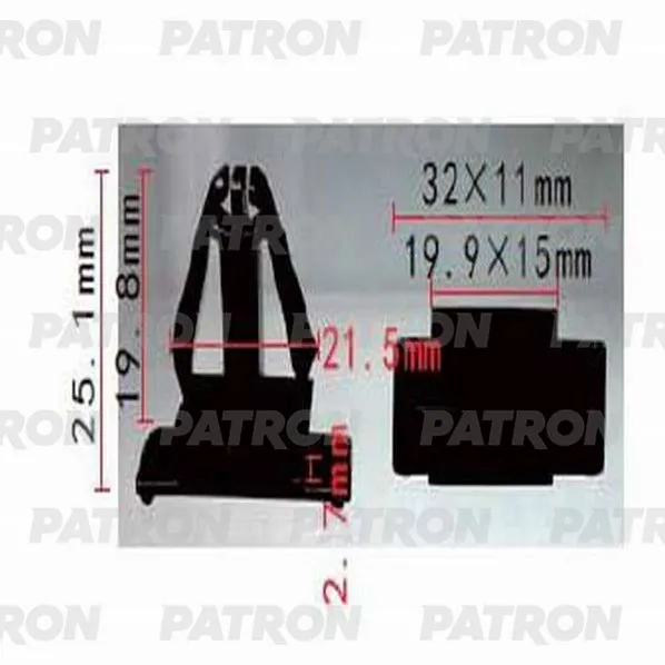 Клипса пластмассовая Chrysler применяемость: бампер PATRON P37-1228