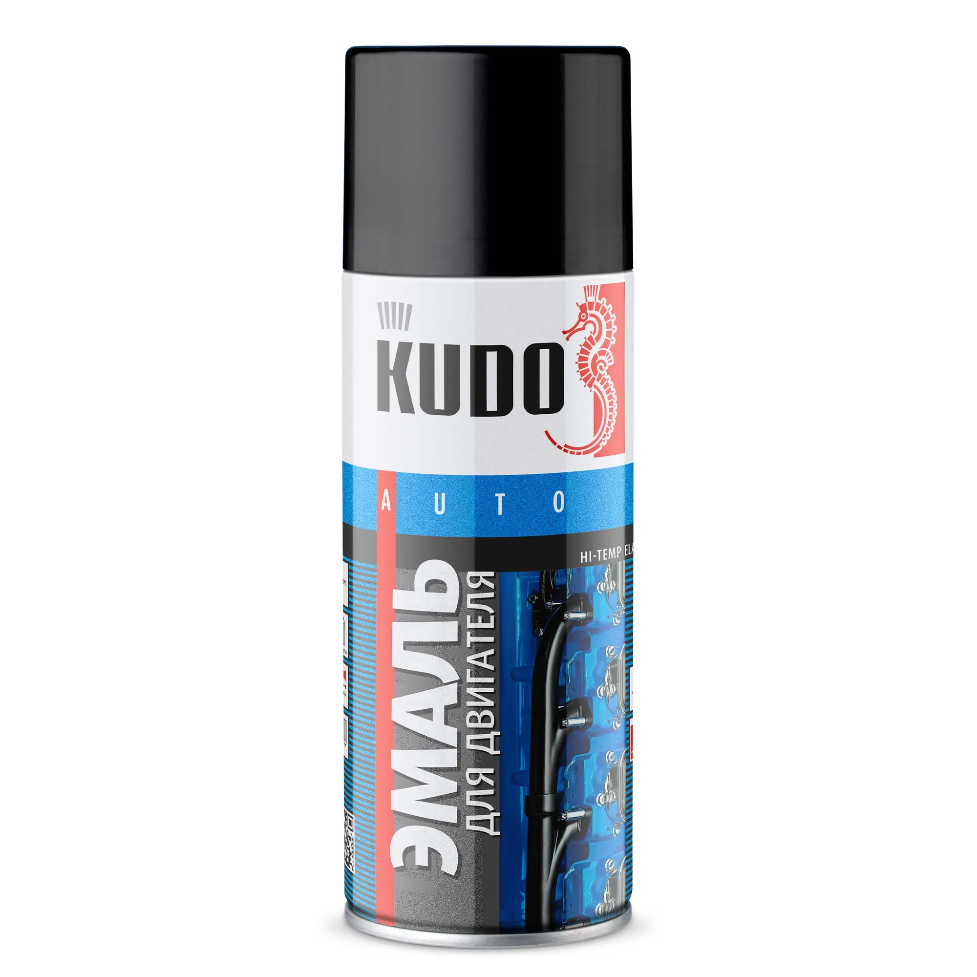 Краска высокотемпературная эмаль для двигателя черная, аэрозоль 520 мл. KUDO ku5131