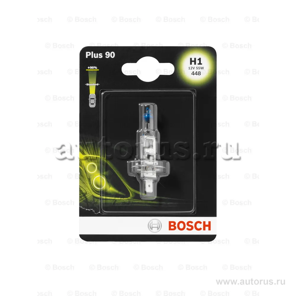 Лампа 12V H1 55W +90% BOSCH PLUS 90 1 шт. блистер 1 987 301 076