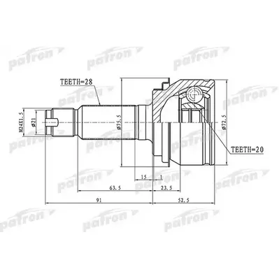 ШРУС наружный задний 28x29.4x20 HONDA CR-V RE3/RE4 07- PATRON PCV1343