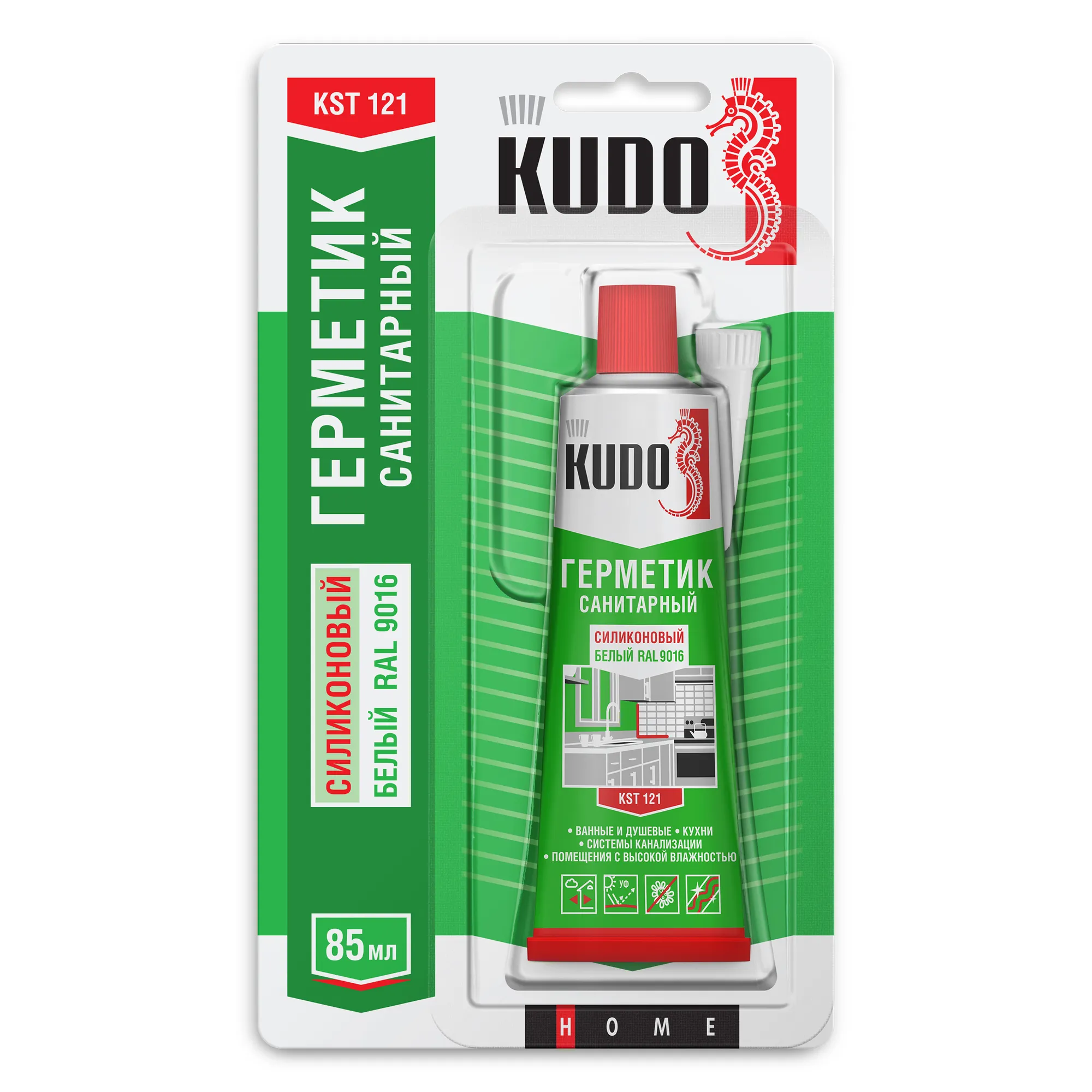 Герметик KUDO KST-121 силиконовый санитарный белый, в тюбике 85 мл KUDO KUDO KST-121